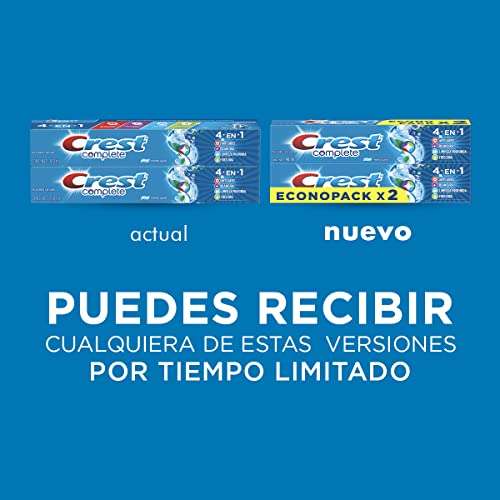 Amazon: Crest Complete 4En1 Pastas Dentales Con Flúor 90 ml 2 Unidades | envío gratis con Prime