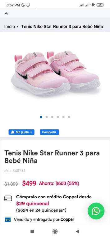 Coppel -Tenis Nike Runer de niña