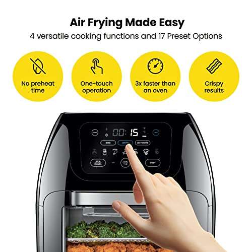 Amazon: Chefman - Freidora de aire digital multifuncional + asador, deshidratador, horno de convección, 10L, negro