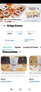 Rappi Chocolate y Cafés al 2x1 en Krispy Kreme