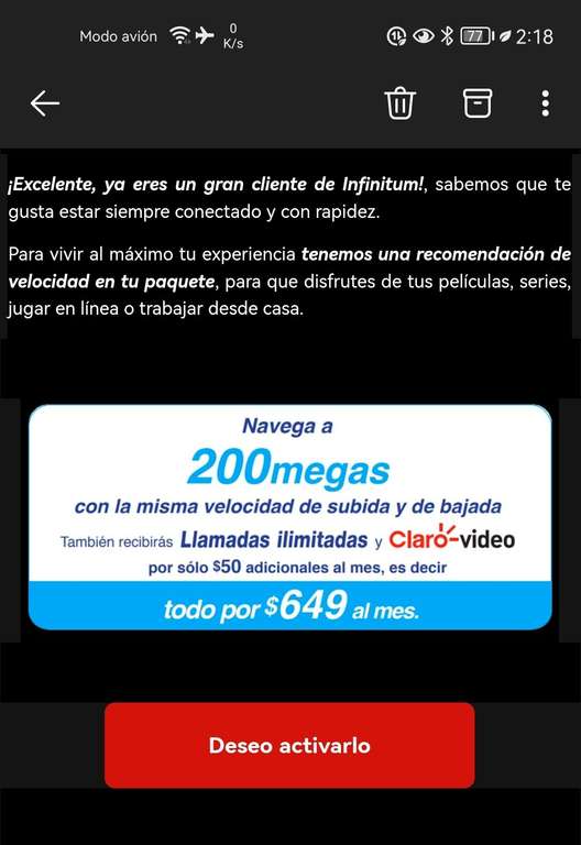 Telmex: Paquete 200 MB (misma velocidad subida y bajada)