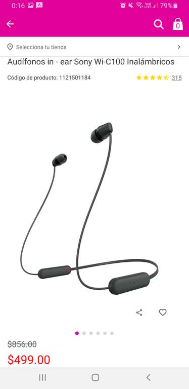 Liverpool: Audífonos Inalámbricos Sony Mod. WI-C100 envío gratis