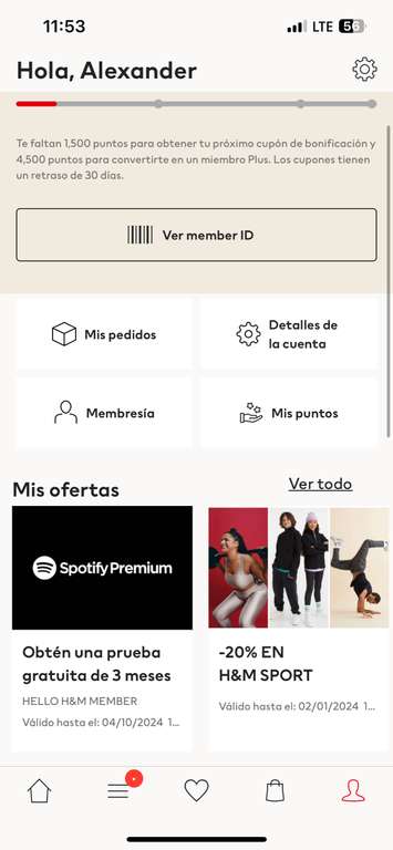 H&M Miembros: Spotify 3 meses gratis