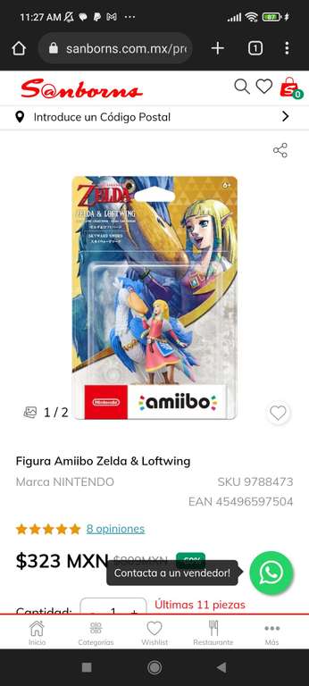 Sanborns: Figura Amiibo Zelda & Loftwing