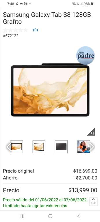 Costco Samsung Galaxy Tab S8 128GB Grafito