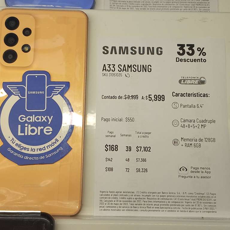 Samsung a33 en oferta elektra tienda física comentan es nacional la oferta
