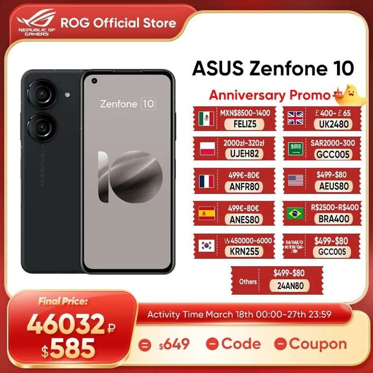 AliExpress: Asus Zenfone 5G/ 8GB-256GB/ Snapdragon 8 gen 2/ Pantalla 5,9" 144hz/ Bateria 4300 mah/Envio desde Mexico