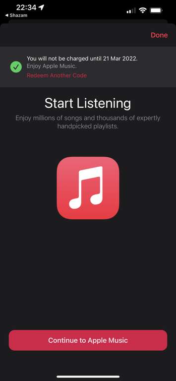Shazam: 2 meses gratis de Apple Music