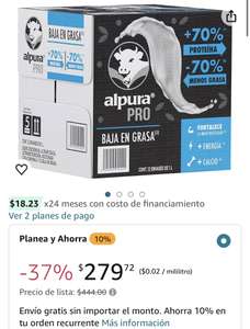 Amazon: Leche Alpura Pro 12L (1Lx$23.31), tambien hay deslactosada