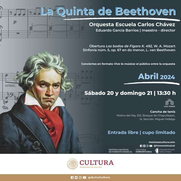 CDMX GRATIS Concierto La Quinta de Beethoven (20 y 21 de abril)