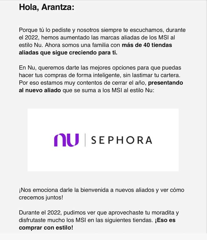 Nu: Hasta 12 Meses sin intereses en Sephora con Nubank