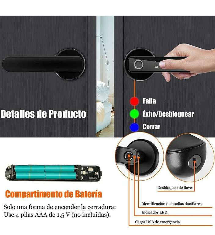 Amazon: Cerradura de Puerta con Huella Dactilar con cupón de vendedor