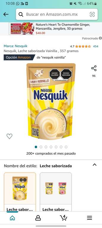 Amazon: Nesquik de vainilla y también el de fresa de 357 g | Envío gratis Prime