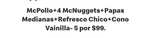 McDonald's [app]: McPollo + 4 McNuggets + Papas Med + Refresco CH + Cono Vainilla