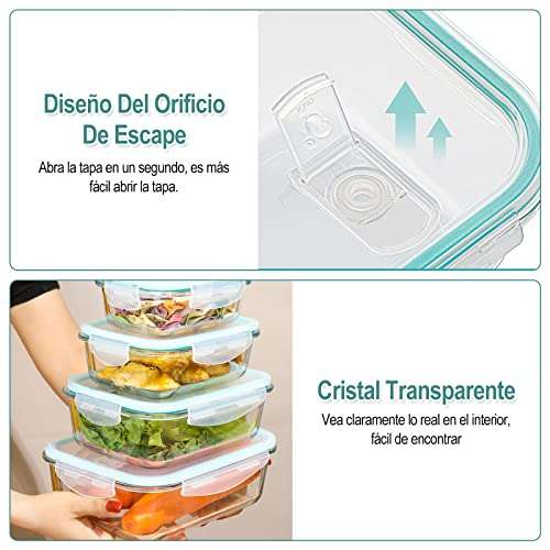 Amazon: DOBEVI Juego de 15 Piezas Recipientes de vidrio,Recipientes de Almacenamiento de Alimentos de Vidrio con Tapa