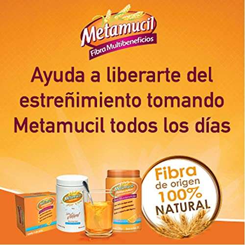 Amazon: Metamucil - Fibra Multibeneficios, Salud Digestiva, Regula el Intestino, Sabor Naranja 174g 30 Dosis