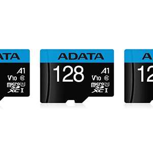 Amazon: ADATA 128 GB Tarjeta de Memoria Micro SDXC con Adaptador Color Negro con Azul A1 (Clase 10)