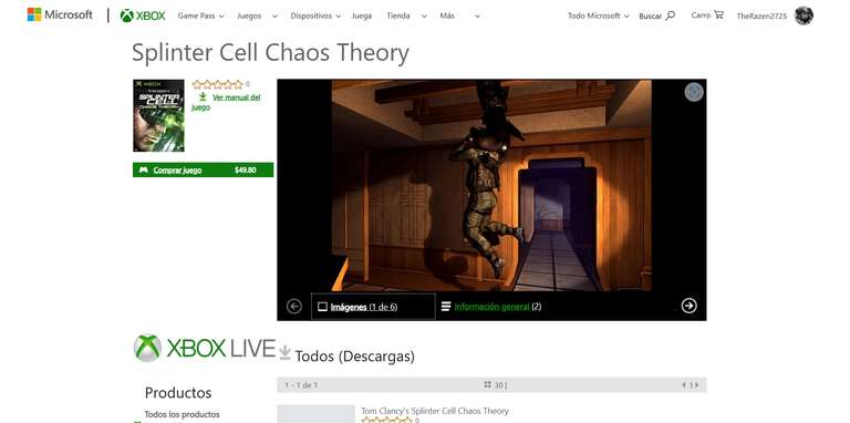 Splinter Cell Chaos Theory Retrocompatible Store xbox 360