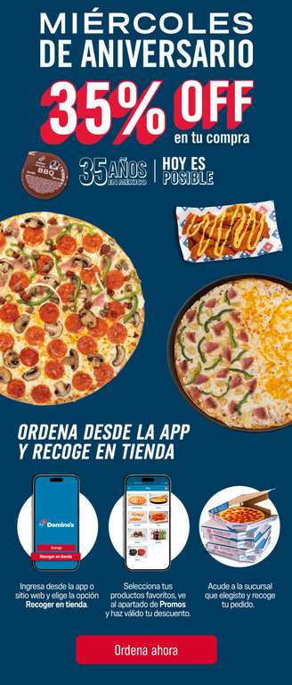 Domino's Pizza: 35% de Descuento por el 35 aniversario