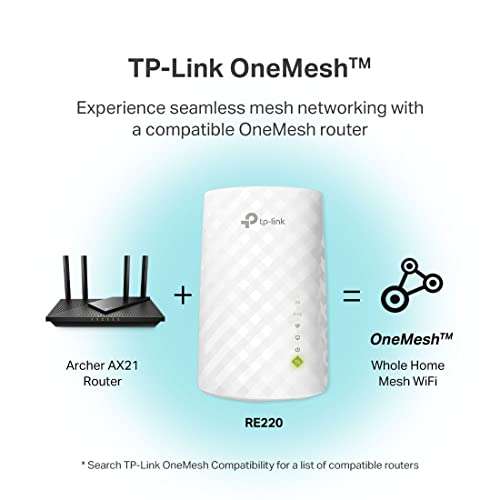 Amazon: TP-Link AC750 Extensor WiFi (RE220), cubre hasta 1200 pies cuadrados y 20 dispositivos, extensor WiFi de doble banda 750 Mbps