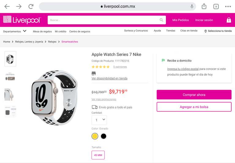 Liverpool Apple Watch S7 45mm - promodescuentos.com
