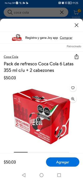 Cajita de 6 Coca colas+2 cabezones coleccionables Bodega ahorrerá y Walmart