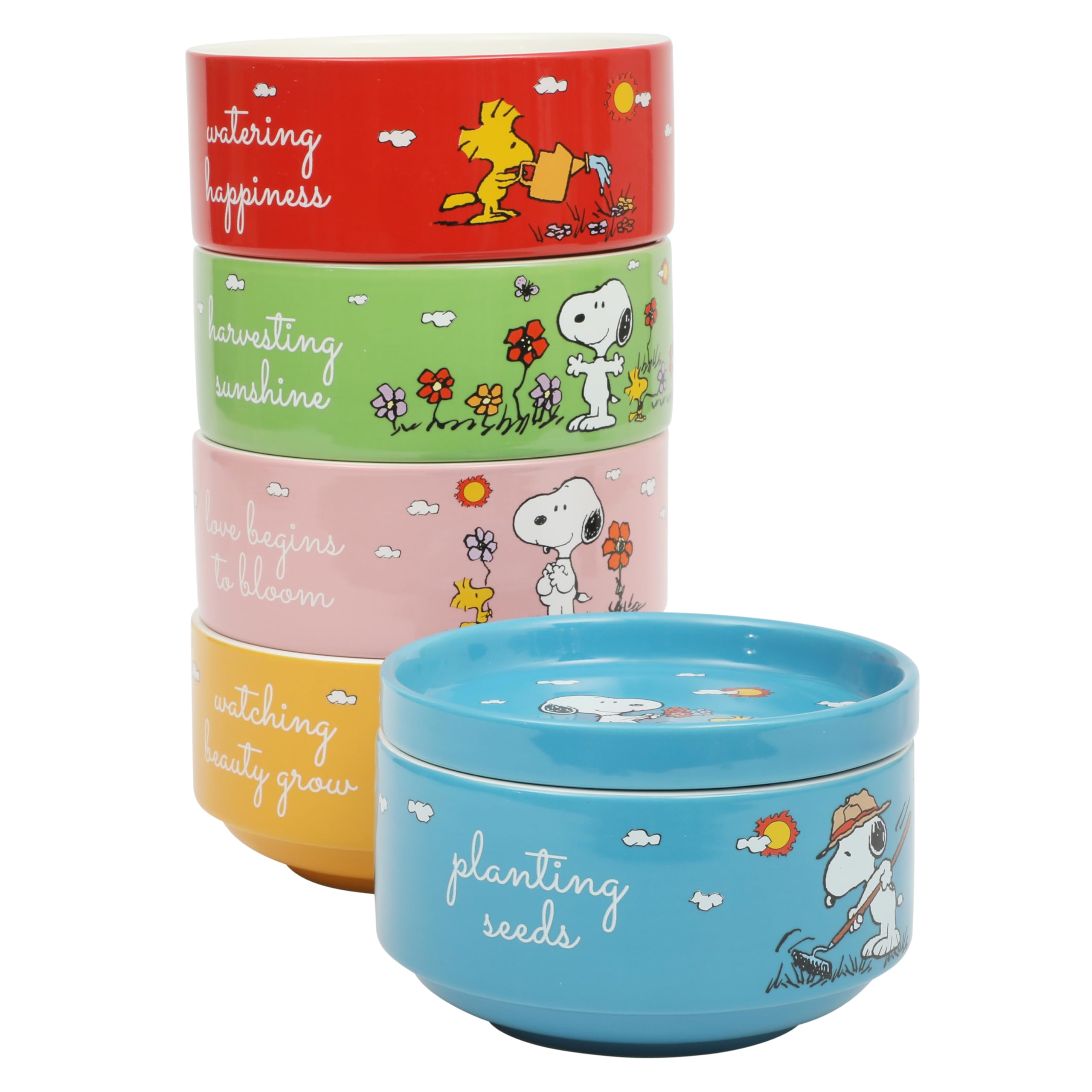 Amazon: Peanuts Snoopy - Juego de 6 cuencos apilables de 5.5 pulgadas con plato tapa