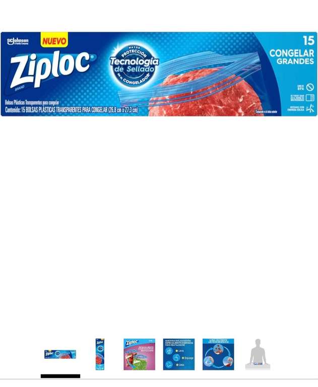 Amazon: Ziploc Bolsa Reutilizable para Congelar Grandes 15 piezas | envío gratis con Prime