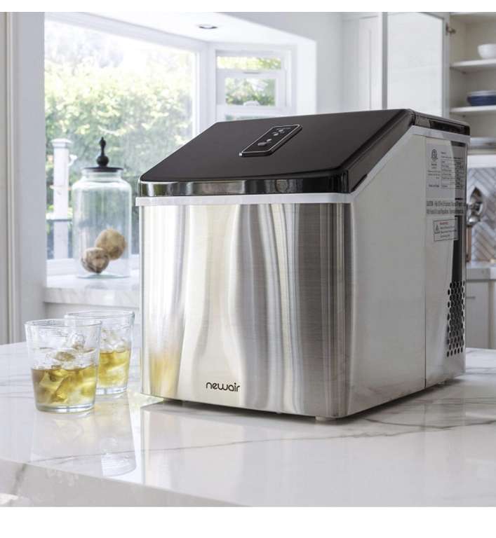 NewAir Countertop Clear Ice Maker Machine, Makes 40 lbs of Ice, Portable Stainless Steel, ClearIce40