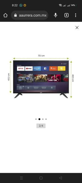 Bodega Aurrera: Televisor Ghia 32 Pulgadas HD Smart TV LED con cupón $2799