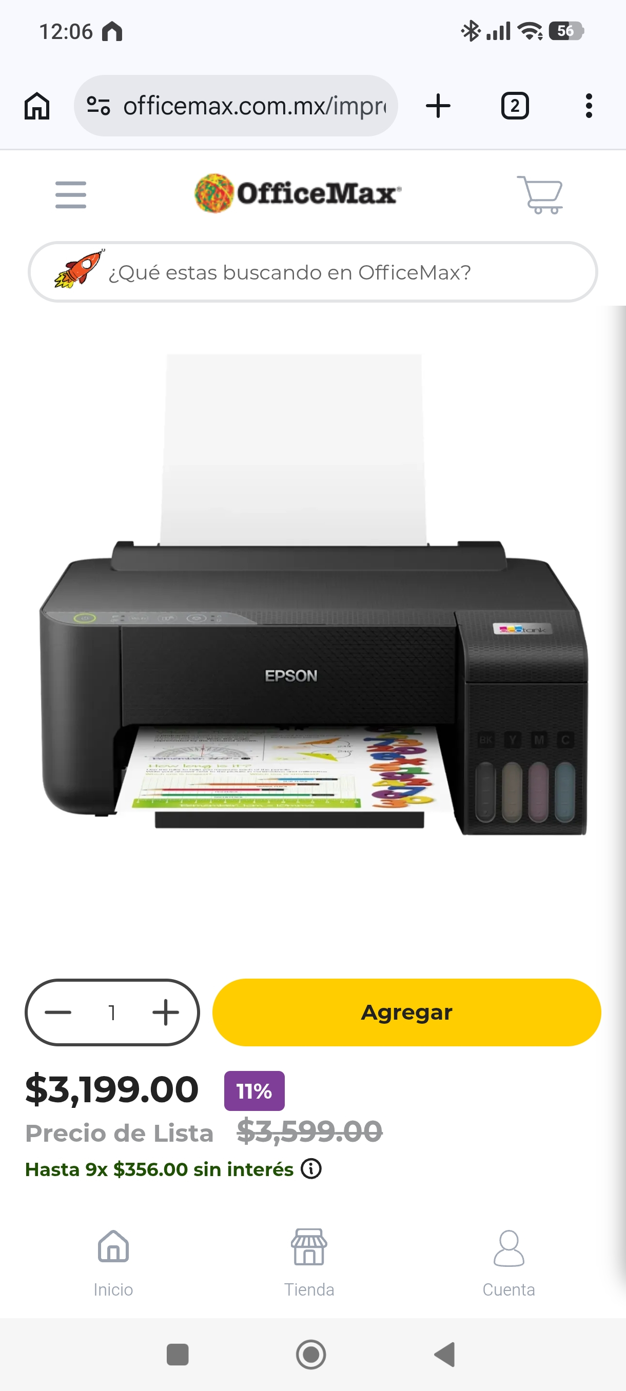 OfficeMax: Impresora Epson ecotank L1250, $2399 pagando con paypal