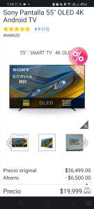 Costco: Sony Pantalla 55" OLED 4K Android TV con TDC Costco citibanamex