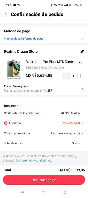 AliExpress: Celular Realme 11 Pro Plus ( versión global)