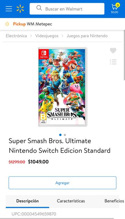 Walmart Super: Super Smash Bros Ultimate para nintendo Switch / Pickup en sucursal