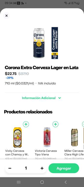 Rappi Turbo: Corona Extra Cerveza 710ml