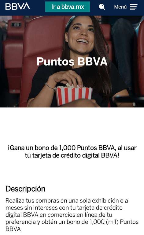 BBVA Bancomer: 1000 puntos BBVA (usuarios seleccionados)