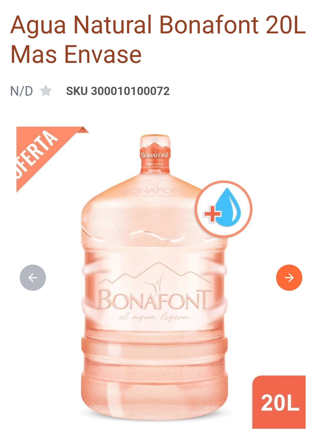 Bonafont - Agua Natural Bonafont 20L Mas Envase