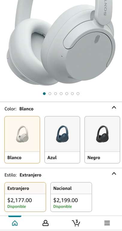 Amazon: Sony Audífonos WH-CH720N con ANC. Color blanco