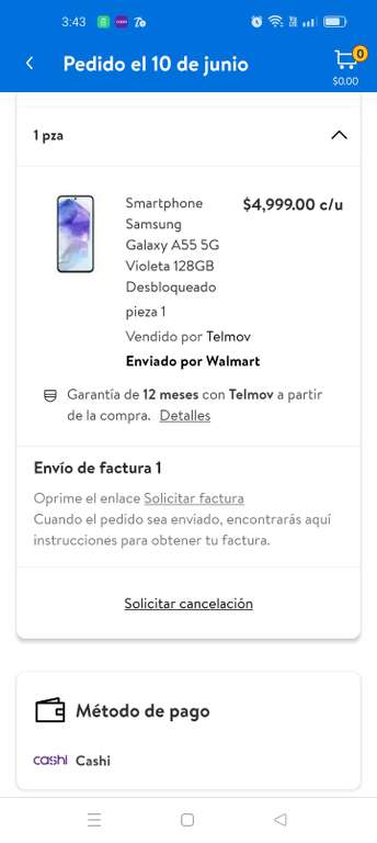 Walmart: Samsung Galaxy A55 5G Violeta 128GB Desbloqueado