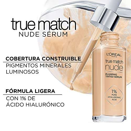 Amazon: L'Oréal Paris Serum rellenador con color y ácido hialurónico, True Match Nude. | Planea y Ahorra, envío gratis con Prime