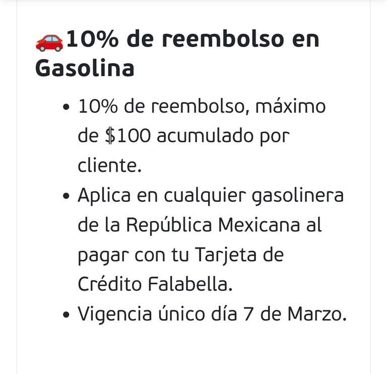 Soriana falabella 10% de bonificación en gasolina