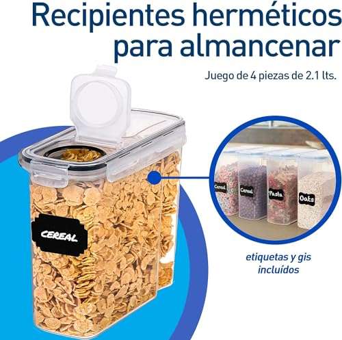Amazon: Juego de 4 Recipientes Herméticos contenedores para Alimentos