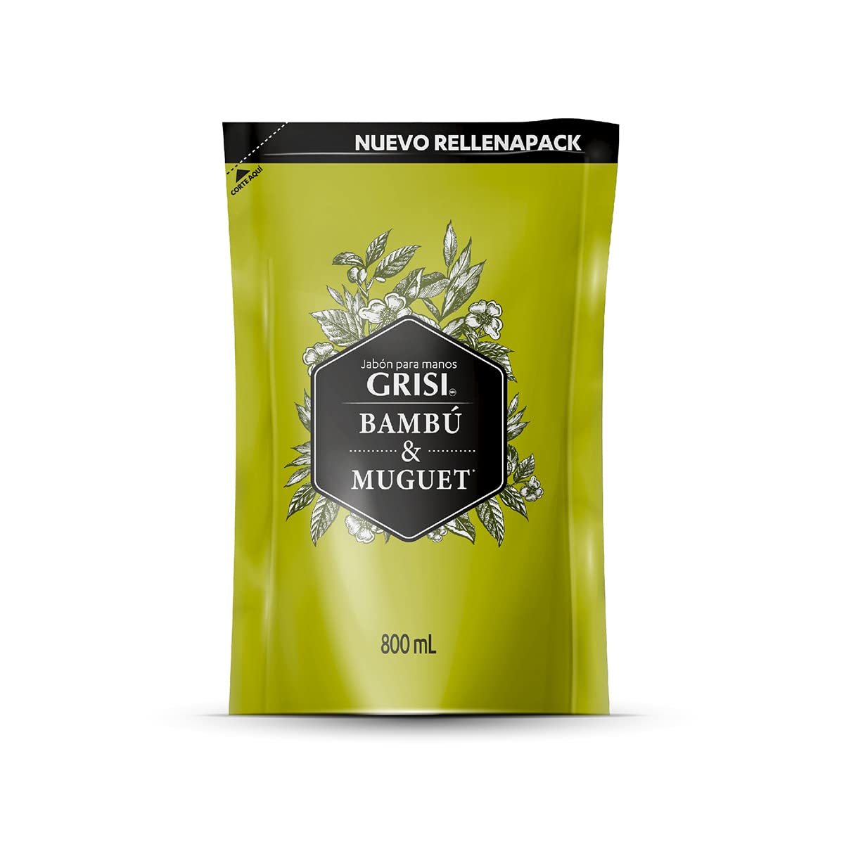 AMAZON: Grisi, Jabón Líquido para Manos Bambú & Muguet Rellenapack, 800 ml (Comprando 2 Piezas + Planea y Ahorra | Precio C/U)