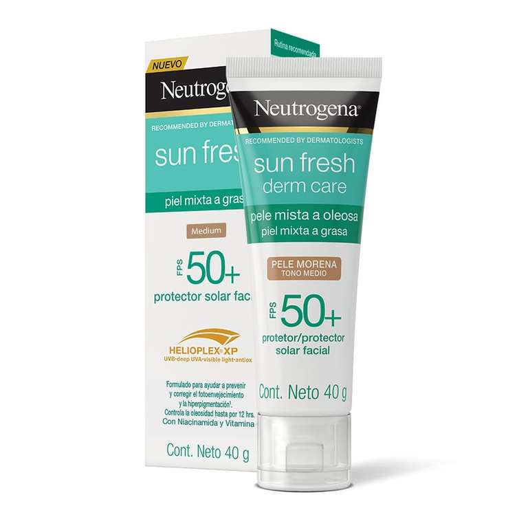 Amazon: Neutrogena Sun fresh Protector Solar Facial Tono Medio Dermcare Niacinamida FPS50+, 40g