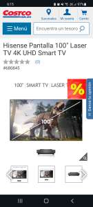 Costco: Hisense Pantalla 100" Laser TV 4K UHD Smart TV + cupon Costco Citibanamex