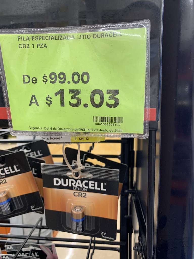Soriana: Pila Duracell CR2 a precio de liquidación