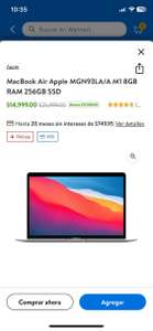 Walmart: MacBook Air Apple MGN63LA/A M1 8GB RAM 256GB SSD | Pagando con TDC Citibanamex a 9 MSI