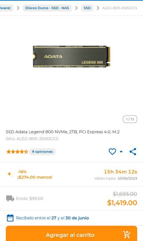 Cyberpuerta: SSD Adata Legend 800 2tb