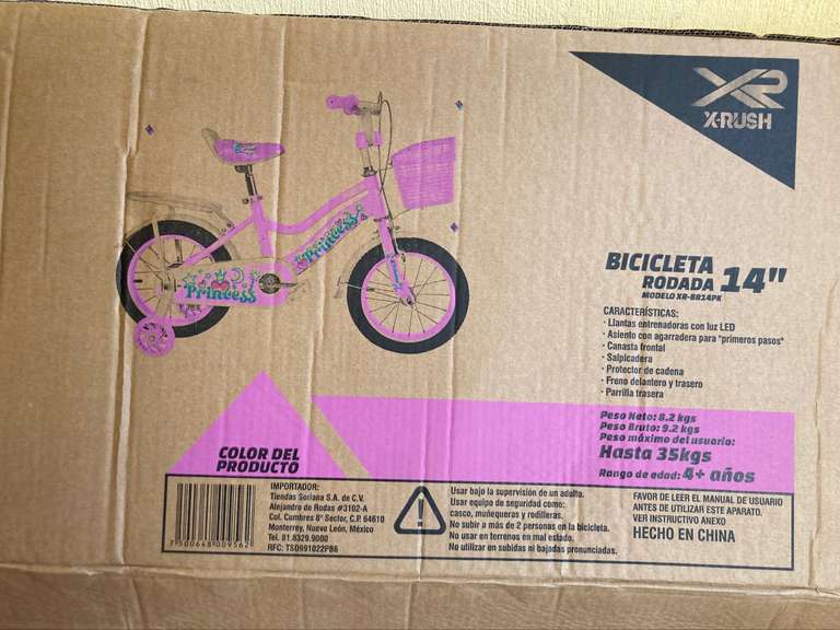 Soriana: Bicicleta rosa para la bendición. Rodado 14” con llantas auxiliares!