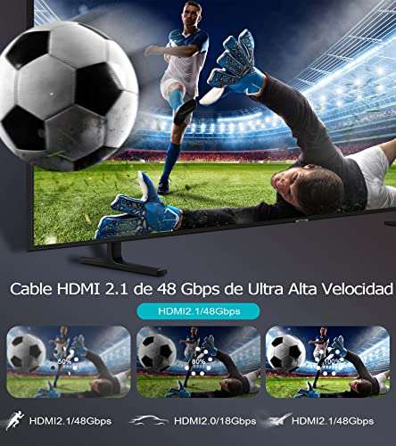Amazon: 2 Metros Cable HDMI 2.1 - Trenzado Nylon Soporte 8K